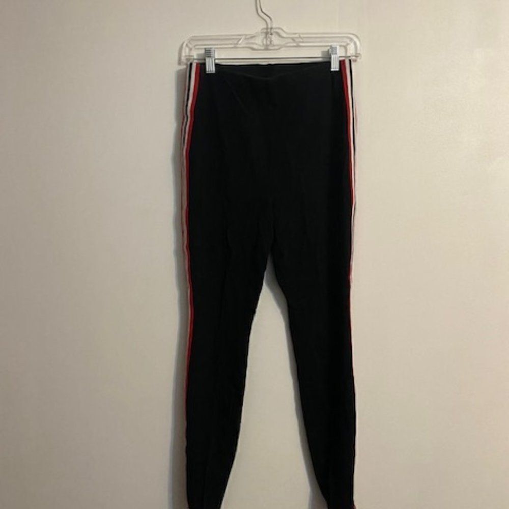 Wild Fable black legging red/back/white stripe, size Medium